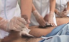 Sweet Asian Nurses Giving Handjob In Group For Cum Sample