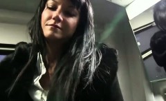 Dark Haired Amateur Fucked In Train In Public