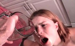 Lesbo teen sex slaves exchanging piss shots