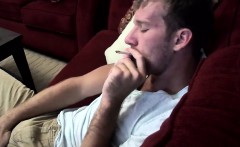 Sexy and cute Jake Parker smoking a cigar and stroking dick