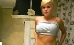 Tattooed Blonde Teen Movies Himself Teasing in Toilet