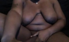 Heavy Saggy Tits Strokes Her Penis that is Long