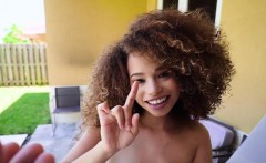 Curly Haired Natural Ebony Banged Pov