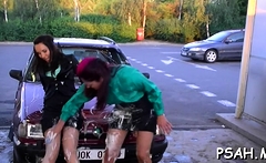 Marvelous Girls Plays Sensually With Water And Her Milk Cans