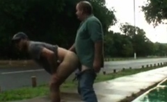 Daddy And Guy Fucking Outdoor Near Road