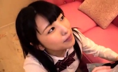 Japanese school sex doll humping loaded shaft in her uniform