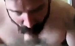 Bearded Daddy Sucks Big Hairy Cock