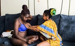 Hot Real African Lesbian Action on the Couch