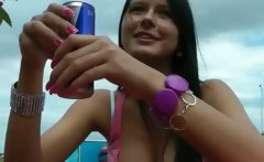 Pretty Amateur Brunette Czech Girl Mia Flashes And Fucked