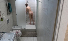Filming my naked girlfriend in the shower while bathing