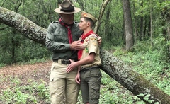 ScoutBoys Muscle DILF barebacks smooth pale scout in wood