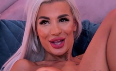 Big tits blonde changing her panties on webcam
