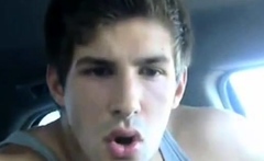 Str8 hot young jock jerks in his car