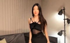 Asian Sweet Teen black sock masturbation